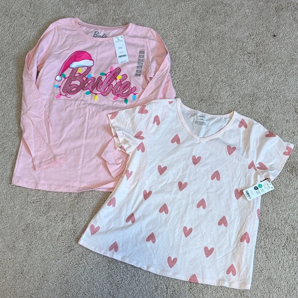 Carter’s Barbie Pink Festive Long Sleeve and Heart Tee Set - Picture 1 of 5